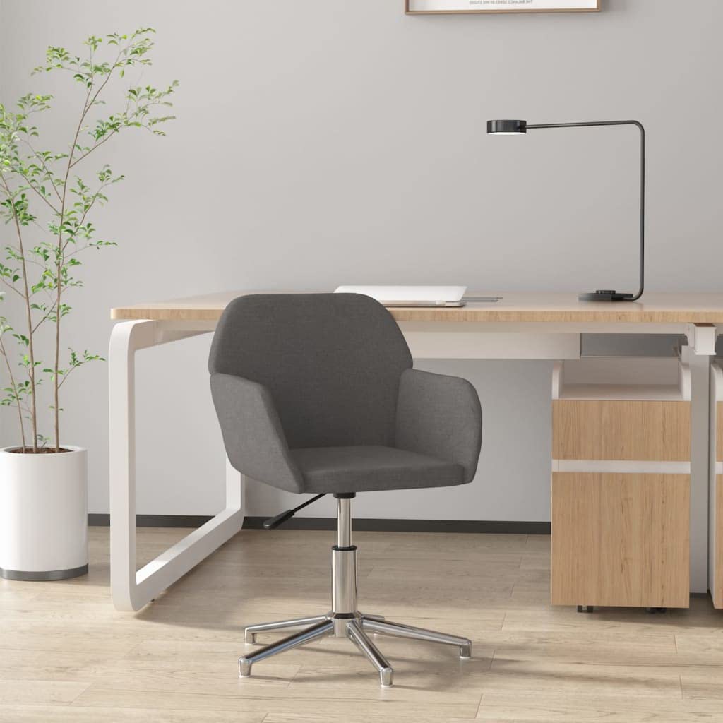 vidaXL Swivel Office Chair with Armrest, Comfortable Foam Filling, Modern Style, Light Gray Polyester Fabric, Rotatable Work/Desk Chair