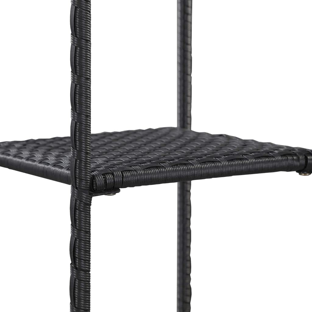 vidaXL Black Poly Rattan Storage Shelf - Versatile 5-Tier Display Rack for Living Room, Bedroom and Patio - Compact, Durable and Easy-to-Clean