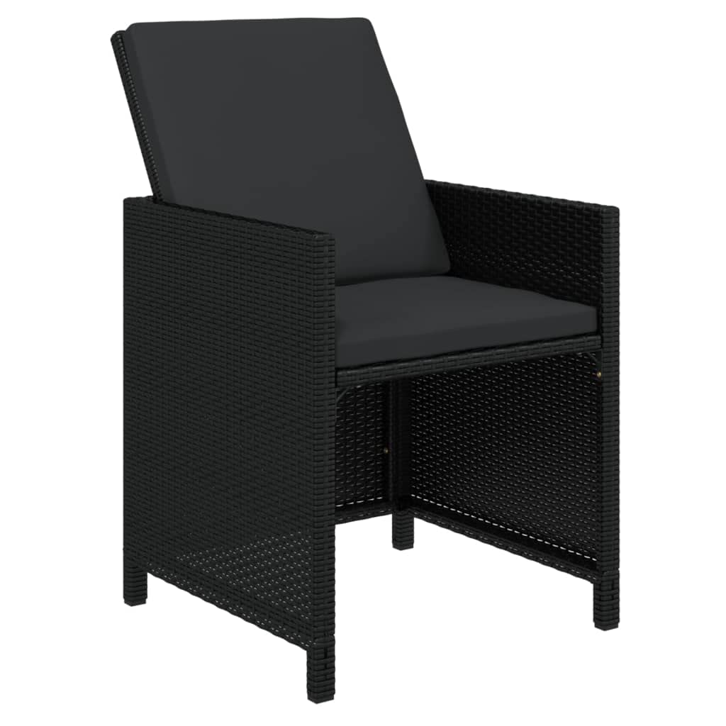 vidaXL Patio Dining Set 9 Piece with Cushions Garden Outdoor Terrace Balcony Table and Chair Seat Seating Furniture Poly Rattan Black