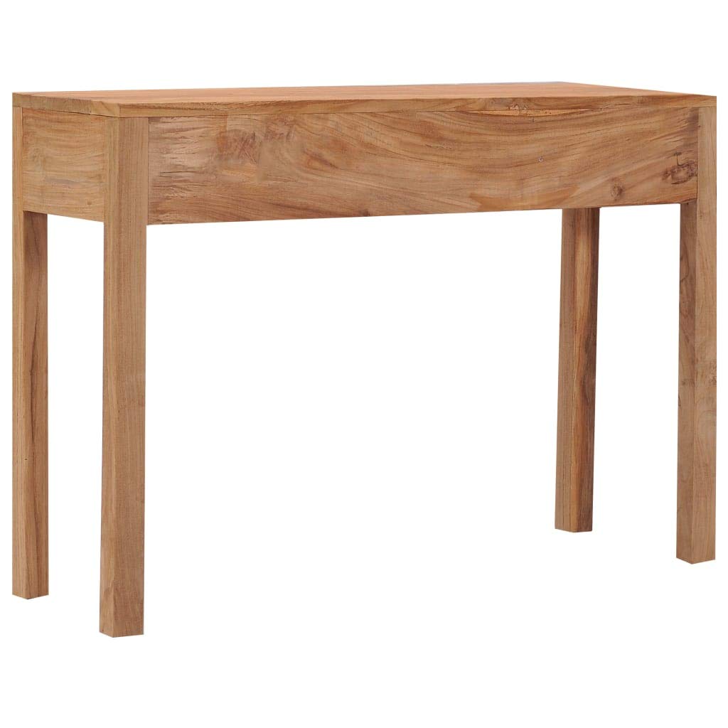 vidaXL Solid Teak Wood Console Table - Colonial, Rustic Hallway Table with Drawers, Bohemian Accent Storage Table, 43.3"x13.8"x29.5"