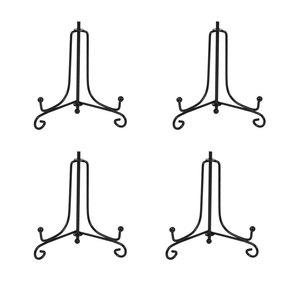 (4 Pack) Iron Display Stand, Black Iron Easel Plate Display Photo Holder Stand, Displays Picture Frames, Decorative Plates, Tabl