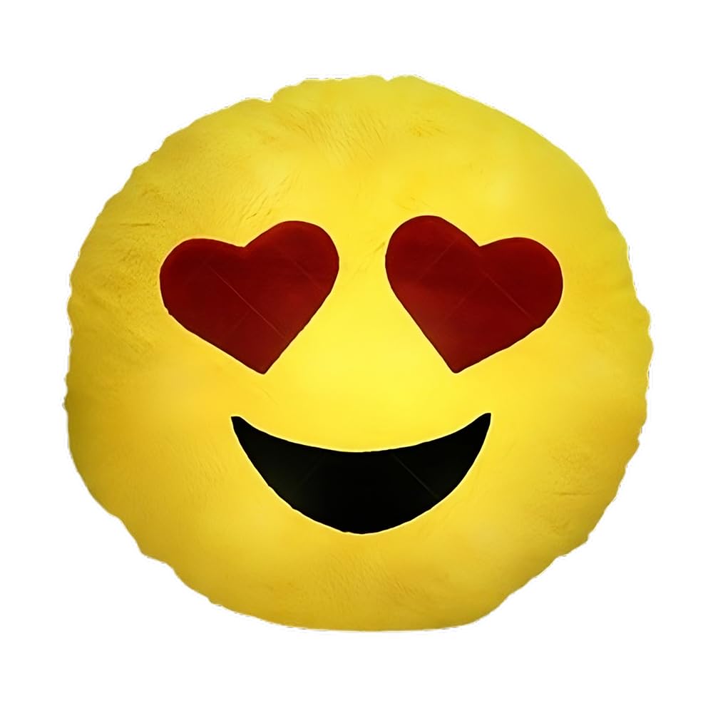 Blinkee Light Up Emoji Heart Eyes Decorative Pillow - Nylon Fill - 18 inch Diameter