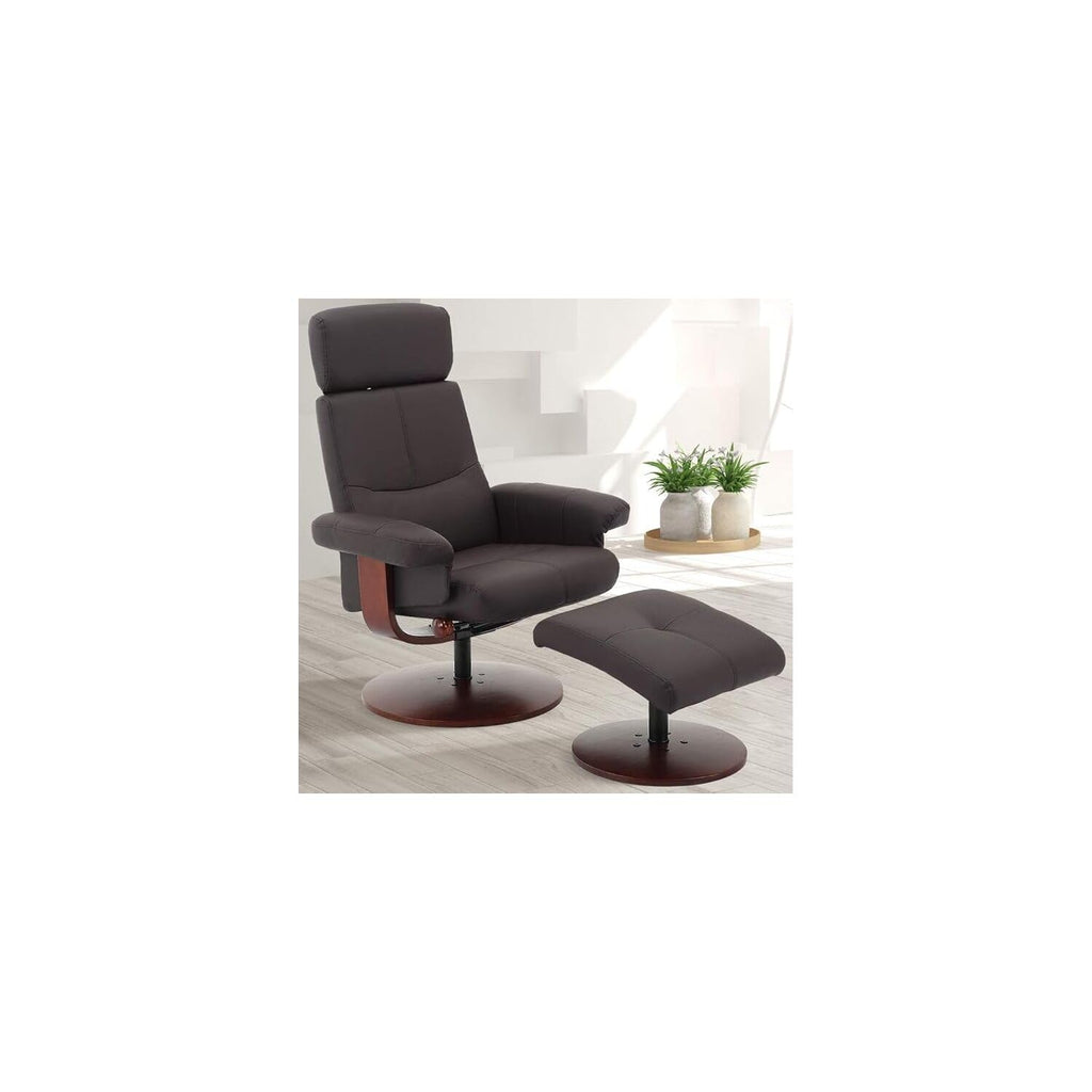 Mac Motion Roma Recliner White Polyurethane Walnut Wood Frame