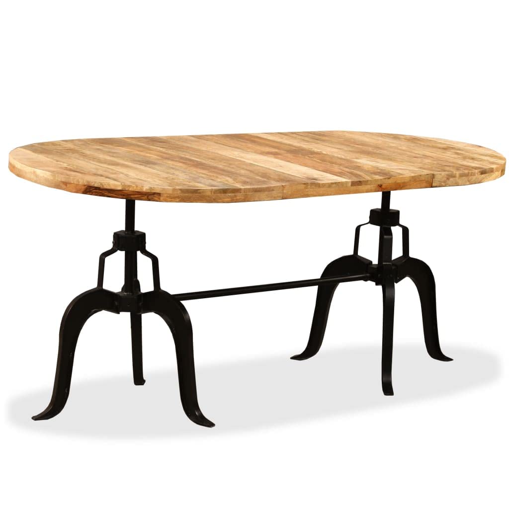 vidaXL Solid Mango Wood Dining Table with Steel Legs - Oval Industrial Style Wooden Kitchen/Dining Room Furniture, Brown