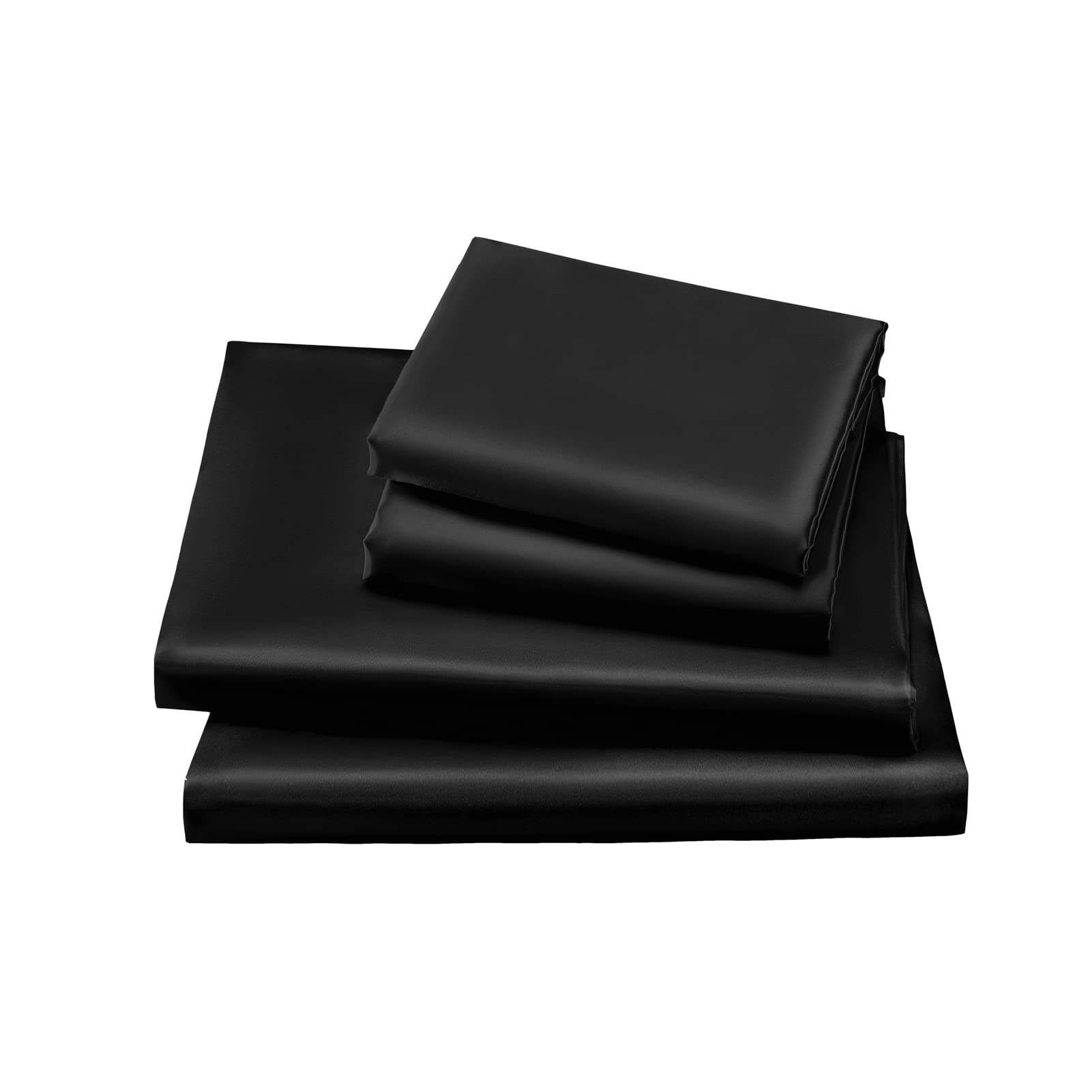 Golal Satin Sheets Twin Size - 3 Pieces Luxury Silky Soft Bed Sheets For Kids, Wrinkle-Free Black Satin Silk Sheet Set With 1 Deep Pocket Fitted Sheet, 1 Flat Sheet, 1 Pillow Case