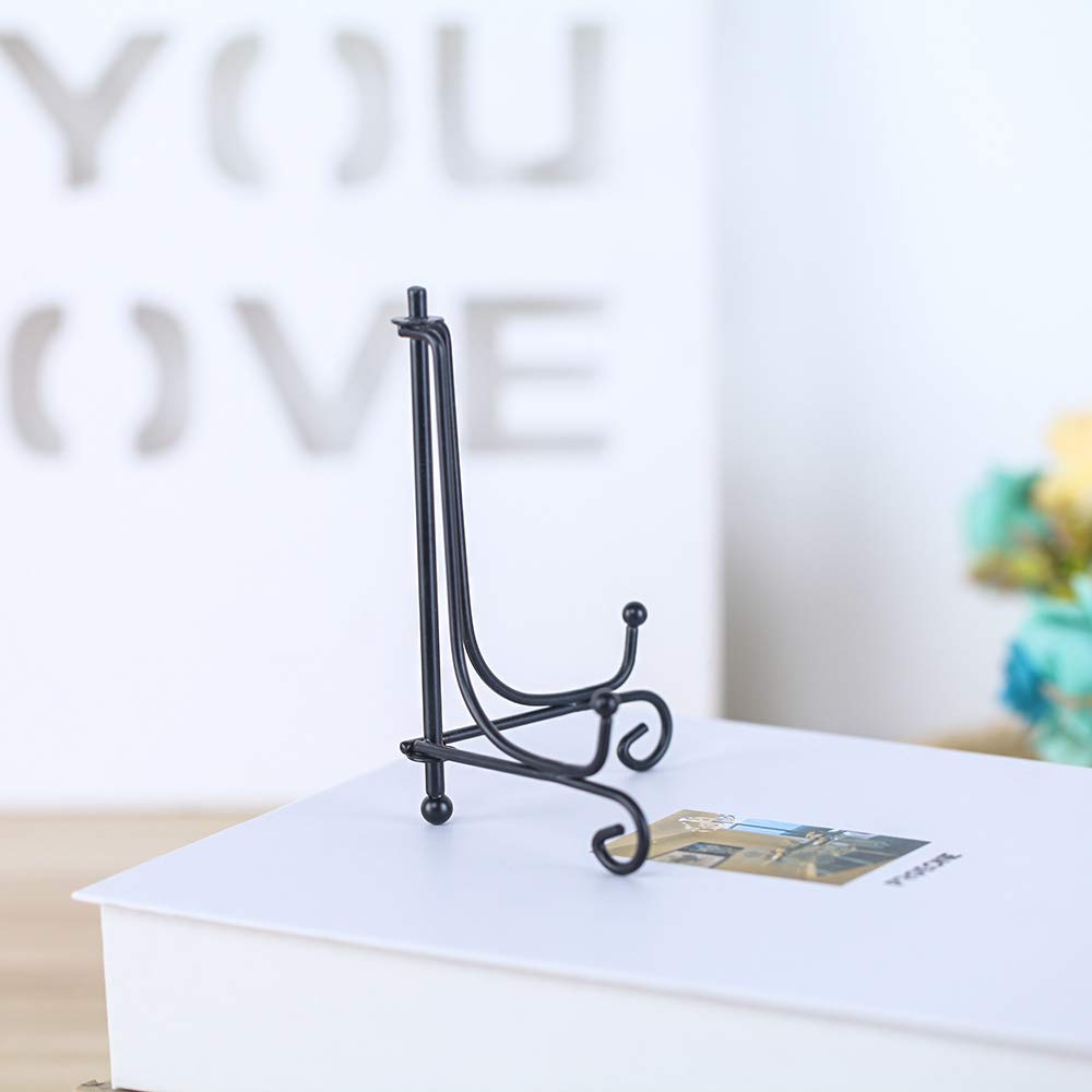 Artliving 4 Pack Black Iron Display Stands - 4 Easel Holders for Photos, Plates, Tablets, and Art