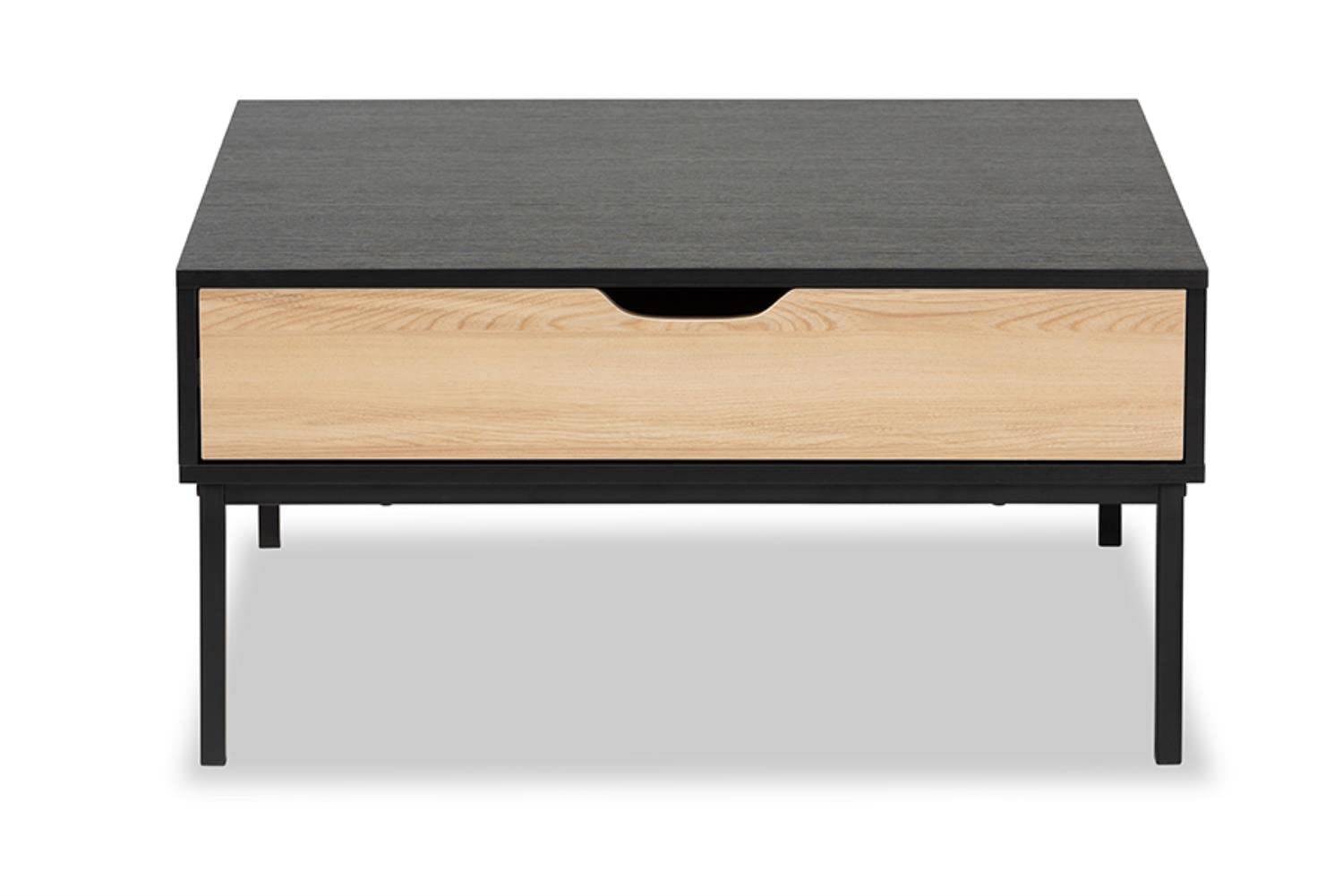 Baxton Studio Haben Modern and Contemporary Two-Tone Oak Brown and Black Finished Wood Coffee Table