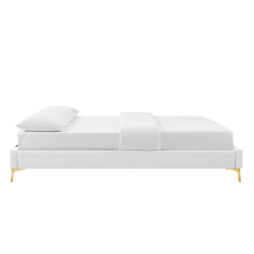 Modway Mod-6305-Whi Sutton Twin Performance Velvet Bed Frame, White