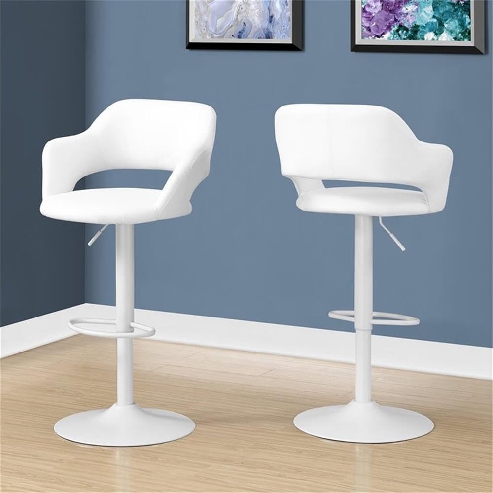 Monarch Specialties White Barstool - 22.5L x 21W x 36H, Modern Design, Stylish Seating for Kitchen or Dining Room
