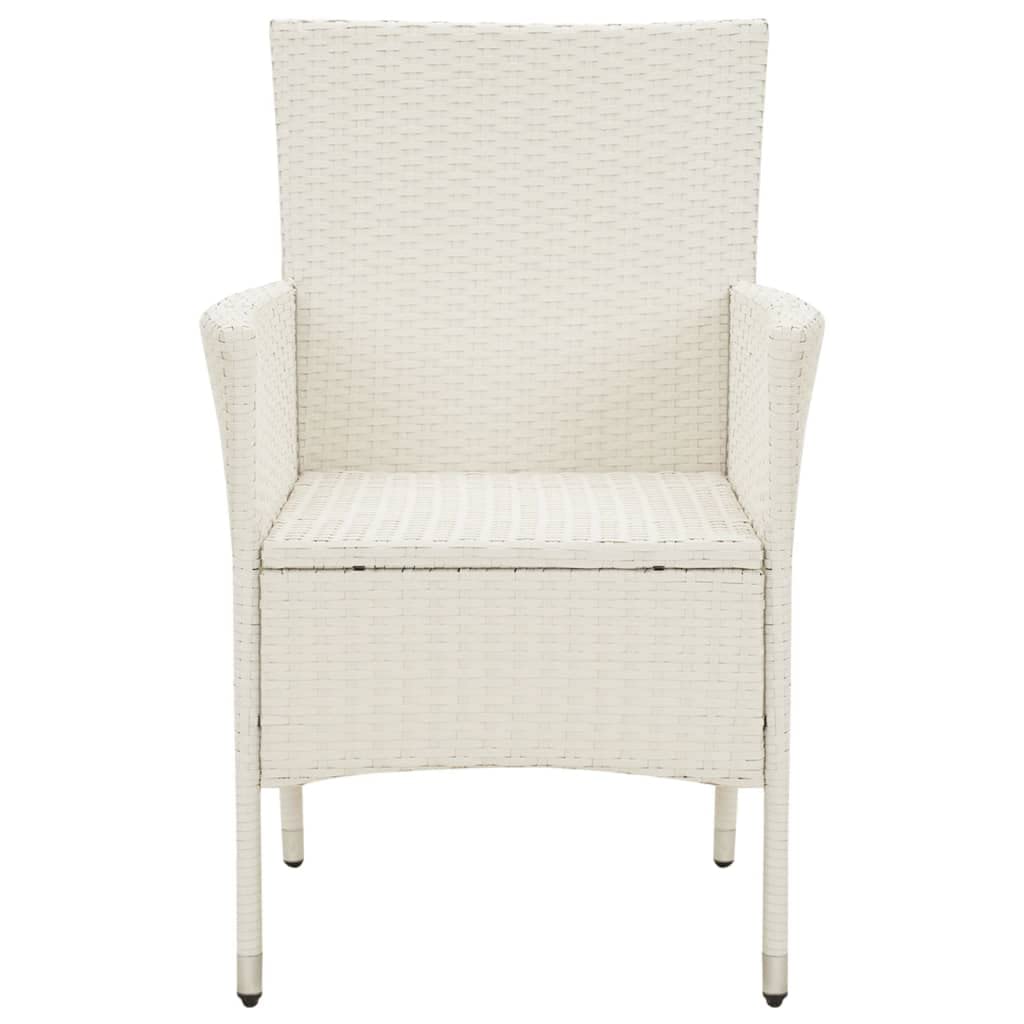 vidaXL Patio Dining Set 3 Piece with Cushions Garden Outdoor Terrace Balcony Dinner Table and Chair Seat Seating Furniture Poly Rattan White