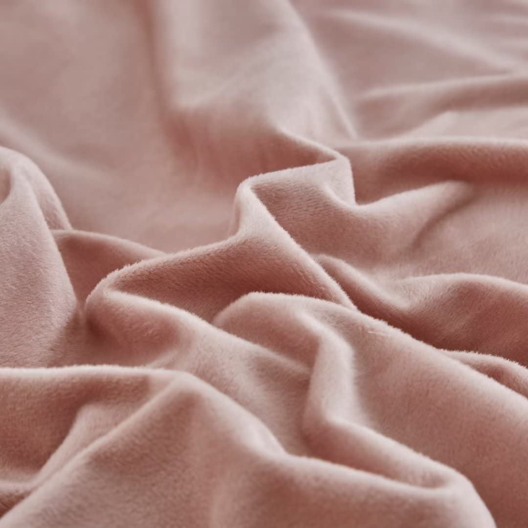 Clothknow Pink Velvet Comforter Set California King 3Pcs Blush Fluffy Bedding Comforter Sets Pink Comforter Soft Pink Flannel Comforter Sets Cal King