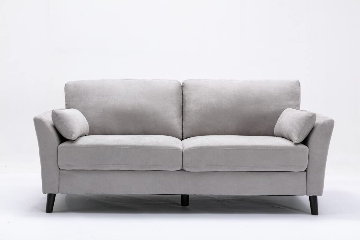 Lilola Home Damian Light Gray Velvet Fabric Sofa