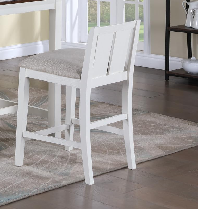LILOLA LIVING Graham Set of 2 White Finish Upholstered Seat Counter Height Chair