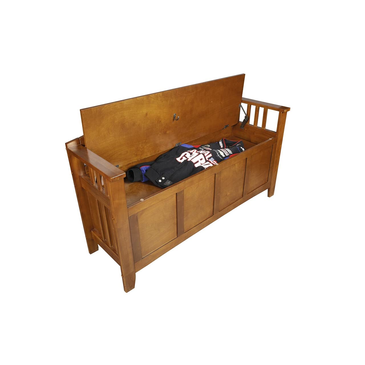 American Furniture Classics 504 Wood Locking Gun Concealment Entryway Bench With Felt Barrel Rest, 5 Gun, Brown, 1 Bench