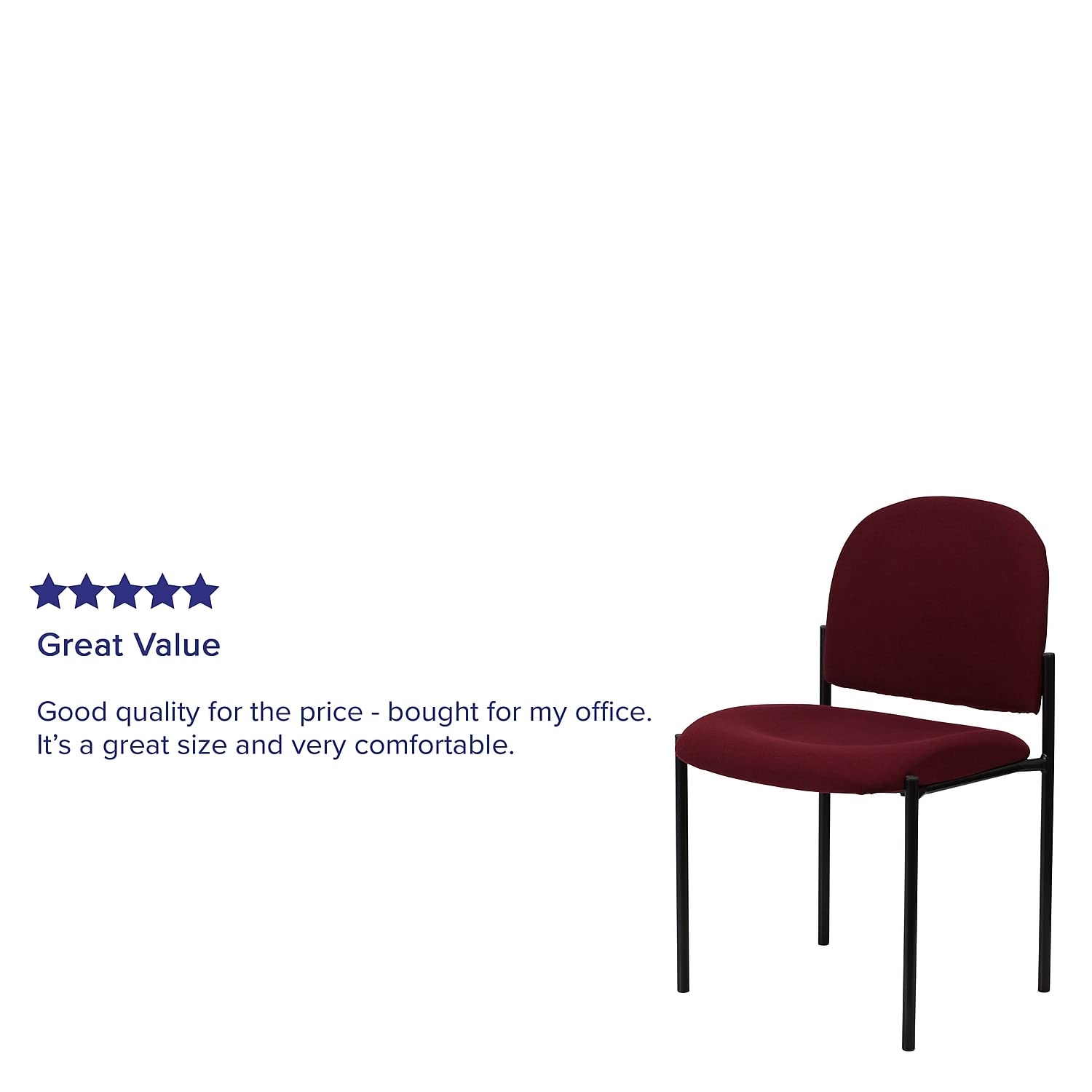 Flash Furniture Tania Comfort Burgundy Fabric Stackable Steel Side Reception Chair