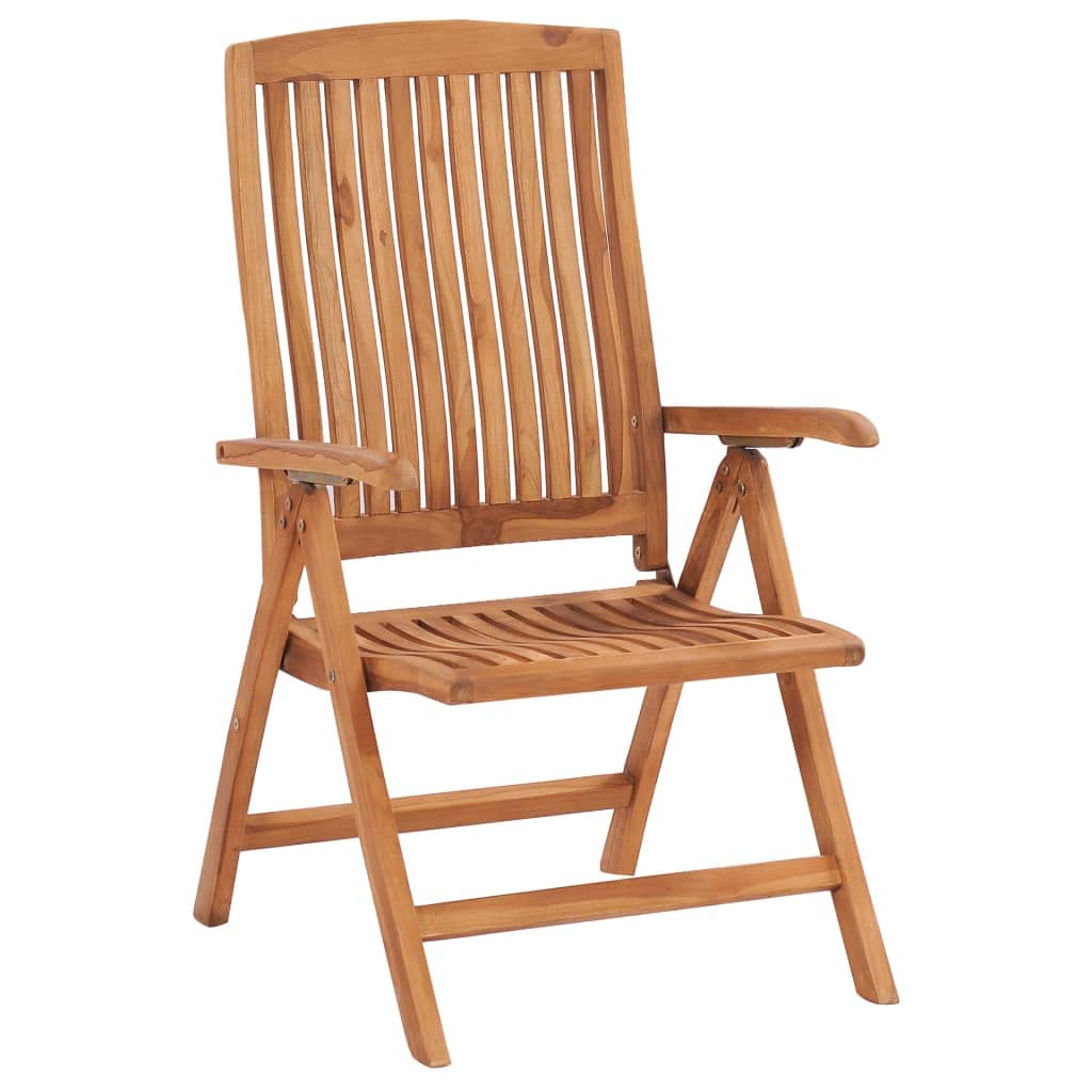vidaXL 4X Solid Teak Wood Reclining Patio Chairs with Cushions Garden Outdoor Balcony Backyard Terrace Lounge Dinner Dining Seating Home Furniture
