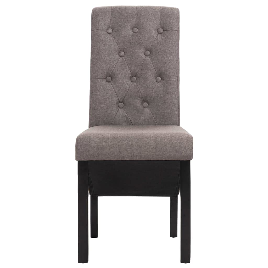 vidaXL Elegant Dining Chairs - Set of 2, Taupe Fabric Upholstery, Rubberwood Legs - Classic Design for Kitchen/Dining Room