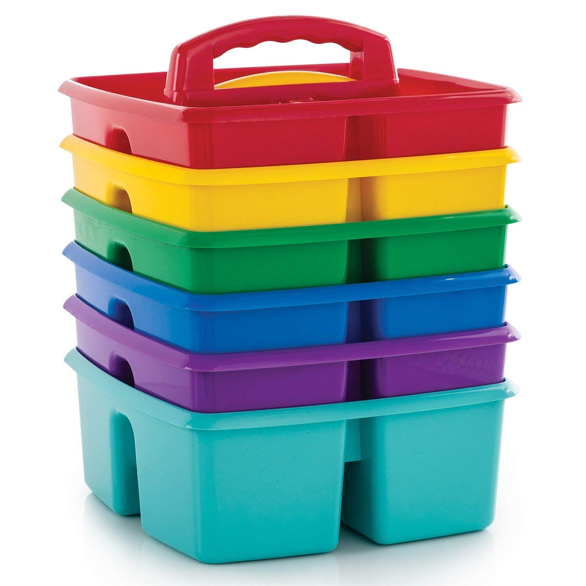 Storex Classroom Caddy, 9.25 X 9.25 X 5.25 Inches, Assorted Colors, Color Assortment Will Vary, Case Of 6 (00940U06C), Small Cad