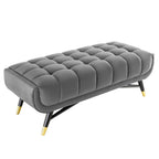 Modway Adept 47.5" Performance Velvet Bench In Gray