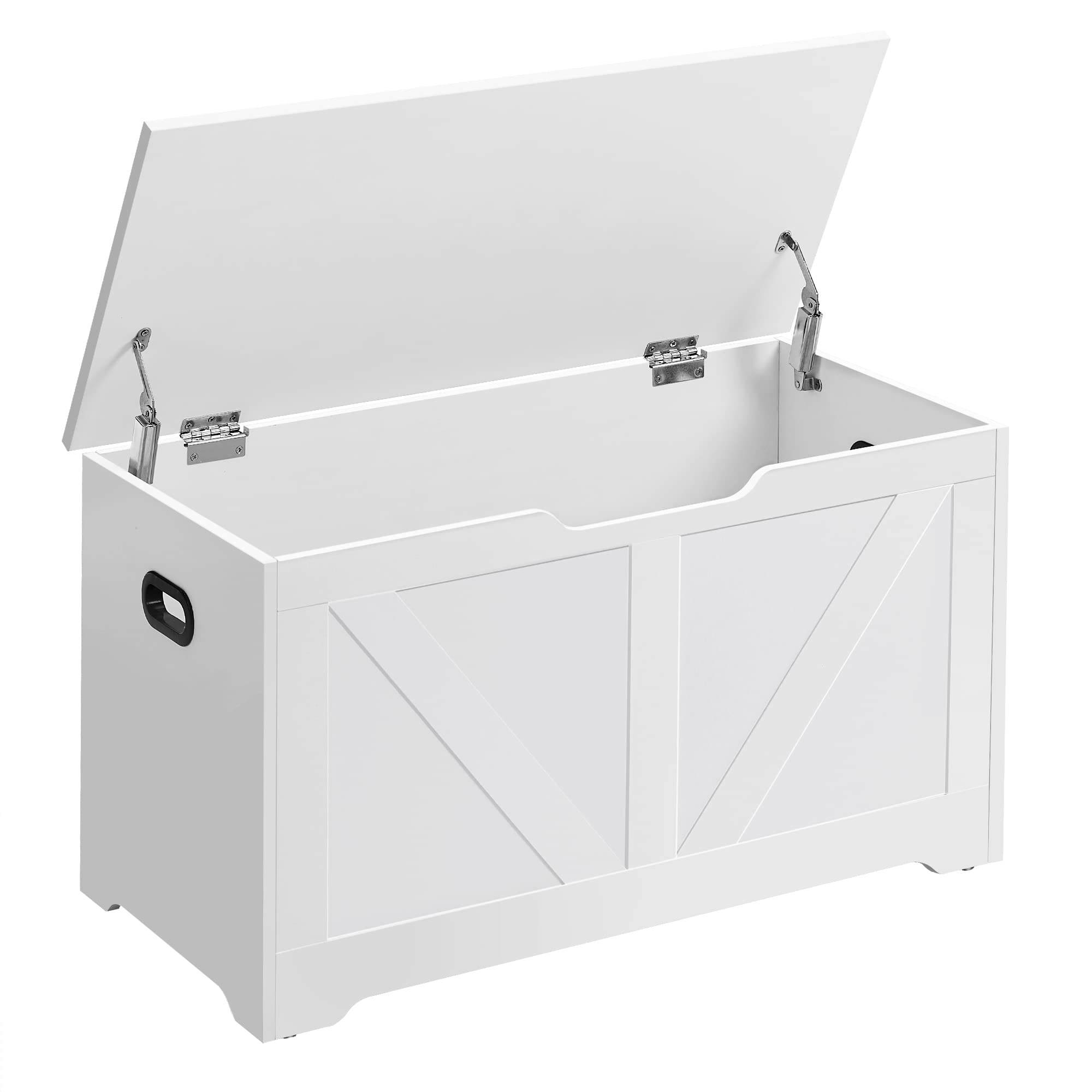 VASAGLE Storage Chest, Storage Trunk with 2 Safety Hinges, Storage Bench, Shoe Bench, Farmhouse Style, 15.7 x 31.5 x 18.1 Inches