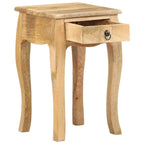 vidaXL Solid Mango Wood Bed Cabinet - Rustic Style No-Assembly Side Table with One Drawer