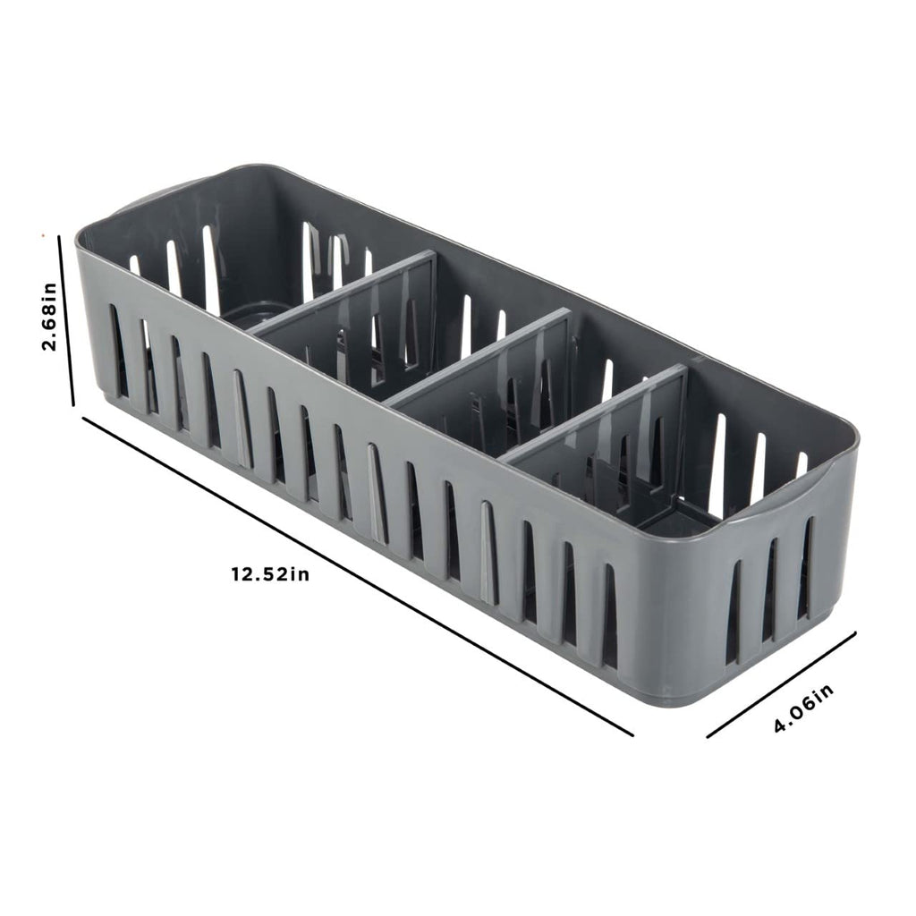 Simplify 2 Pack 4 Compartment Stackable Bin With Adjustable Dividers | Drawer Organizer | Storage Basket | Good For Office | Des