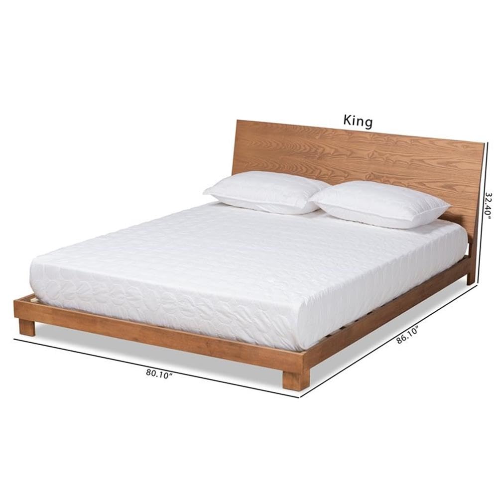 Baxton Studio Haines Modern and Contemporary Walnut Brown Finished Wood Full Size Platform Bed