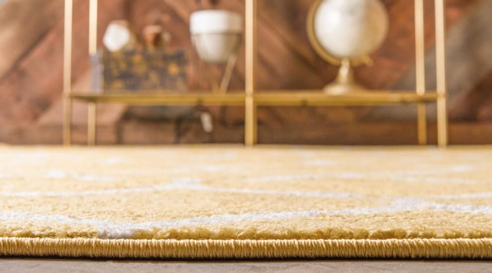 Unique Loom Trellis Frieze Collection Area Rug - Rounded (3' Square, Yellow/ Ivory)