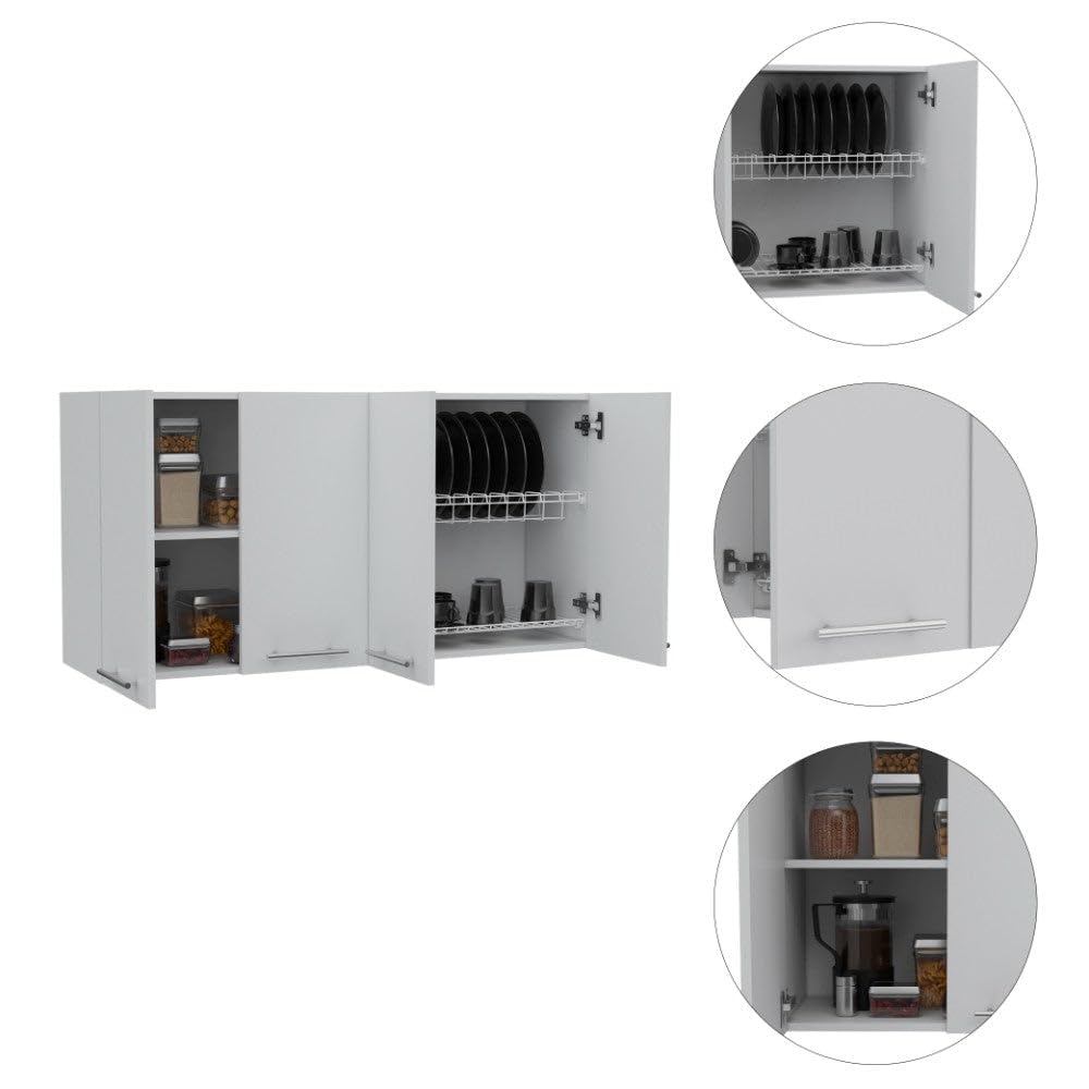 Kitchen Cabinet Durham, Four Doors - White