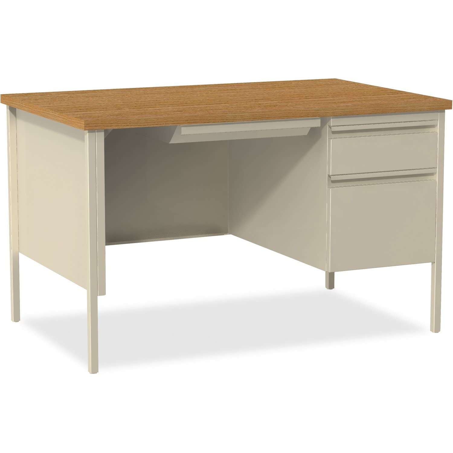 Lorell Single Right Pedestal Desk, 48 By 30 By 29-1/2-Inch, Putty Oak