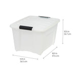 IRIS USA 32 Qt Stackable Plastic Storage Bins with Lids, 4 Pack - BPA-Free, Durable Pearl Containers with Secure Pull Handle