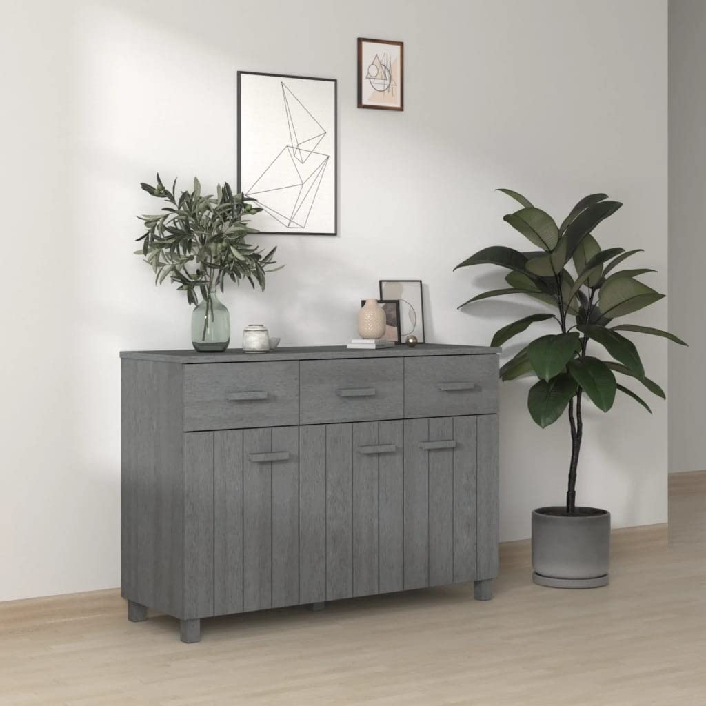vidaXL Solid Wood Sideboard 'HAMAR' - Dark Gray, 44.5"x15.7"x31.5", Convenient Drawer Cabinet, Ample Storage, Sturdy Construction - Ideal for Various Decor Styles