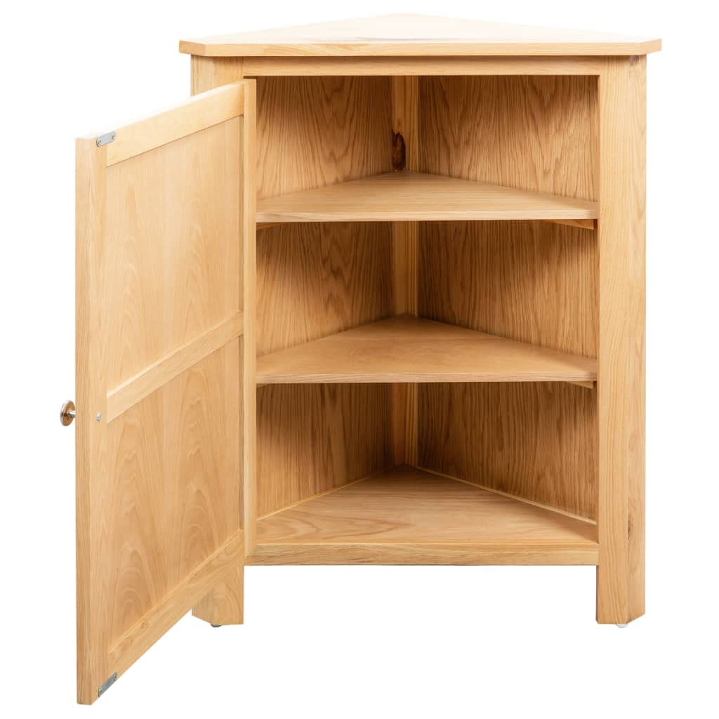 vidaXL Farmhouse Style Corner Cabinet in Solid Oak Wood and MDF Oak Veneer, 23.2"x17.7"x31.5", Brown, Ideal for Small Spaces