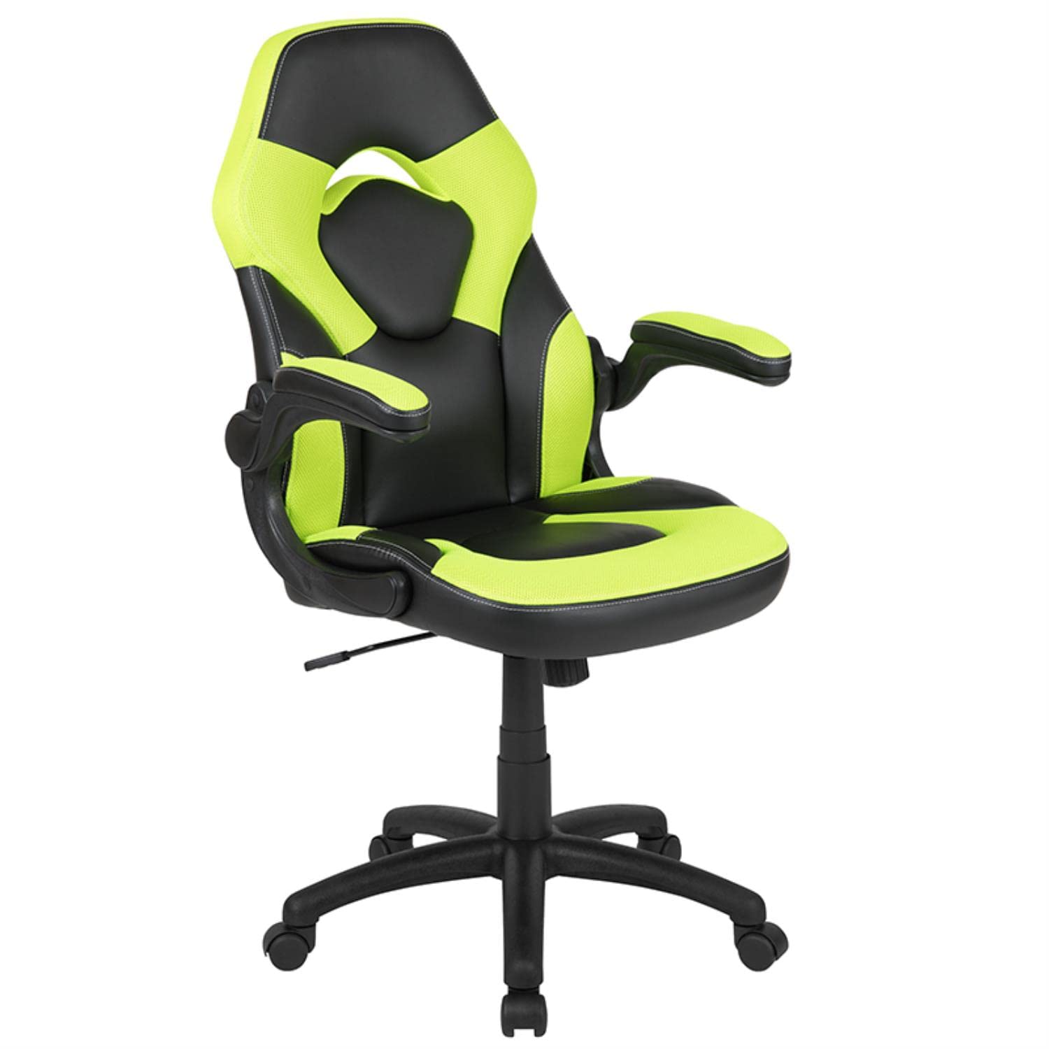 Flash Furniture Black Gaming Desk And Green/Black Racing Chair Set With Cup Holder, Headphone Hook, And Monitor/Smartphone Stand