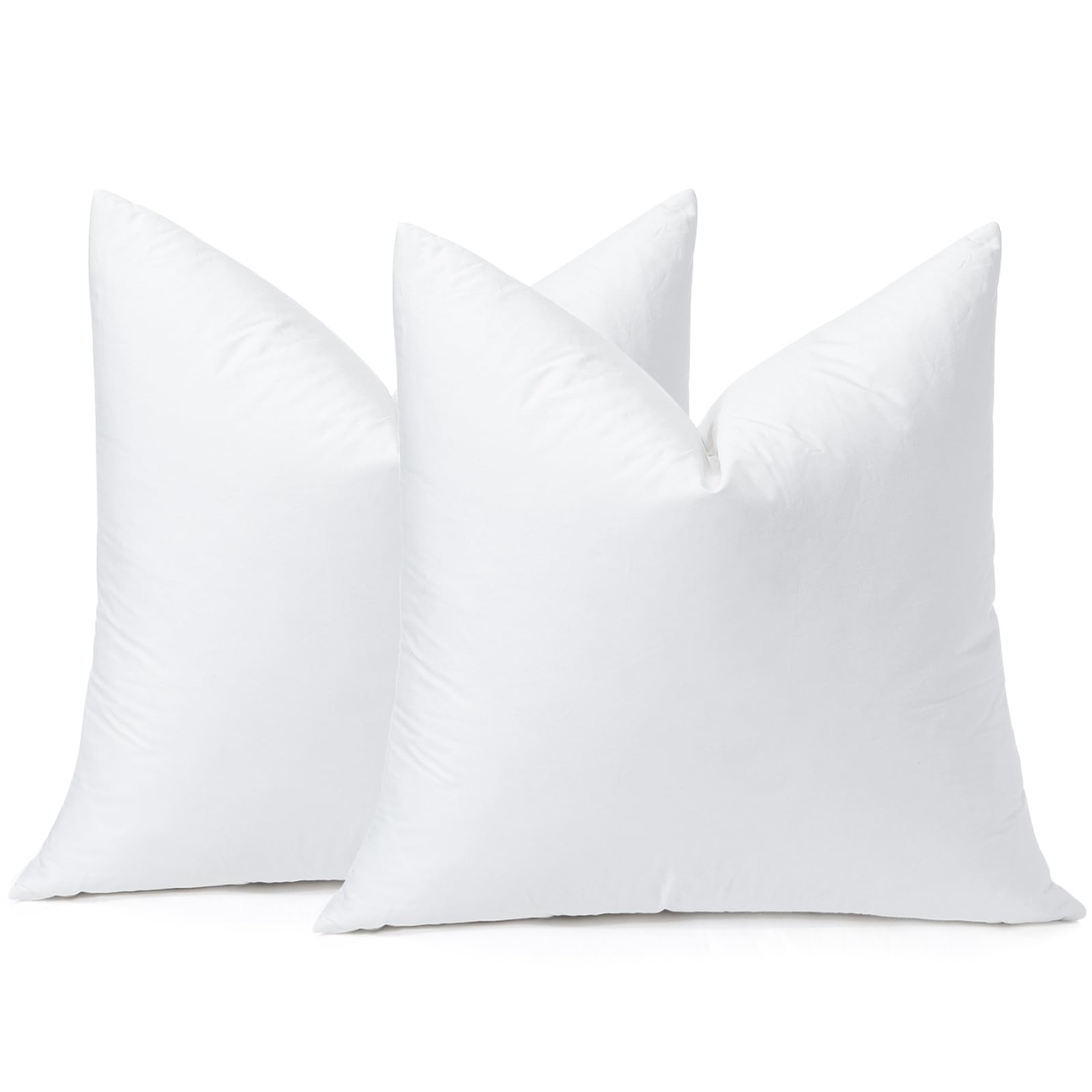 Otostar Pack Of 2 Down And Feather Throw Pillow Inserts, 18 X 18 Soft Fluffy Square Pillow Inserts With 100% Cotton Cover Decora