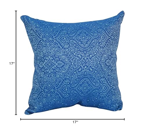 Blazing Needles Square Polyester Jacquard Throw Pillows, 17", Mabul Aegean 2 Count