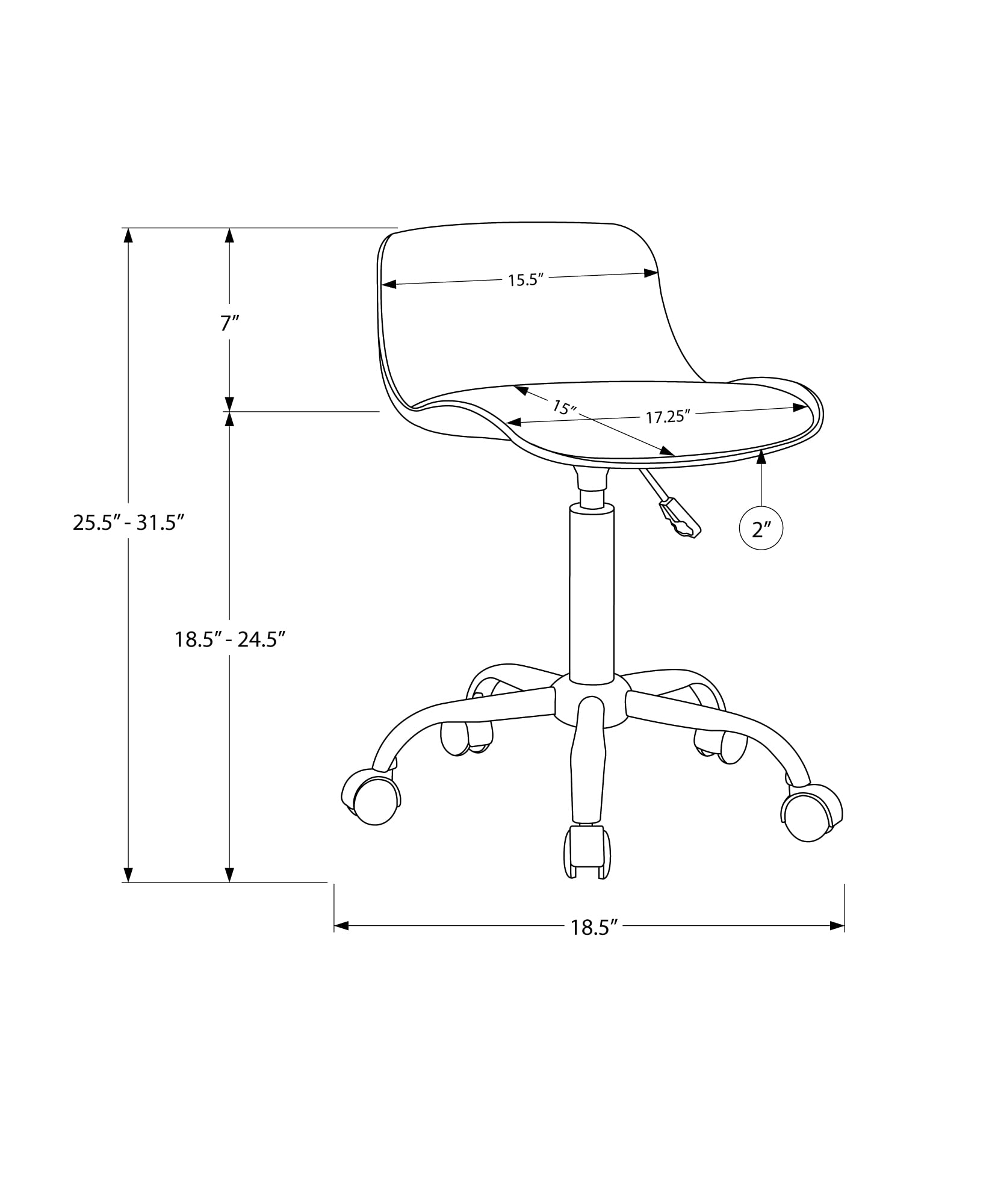 Monarch Specialties I 7463 Office Chair, Adjustable Height, Swivel, Ergonomic, Computer Desk, Work, Juvenile, Metal, Pu Leather Look, White, Contemporary