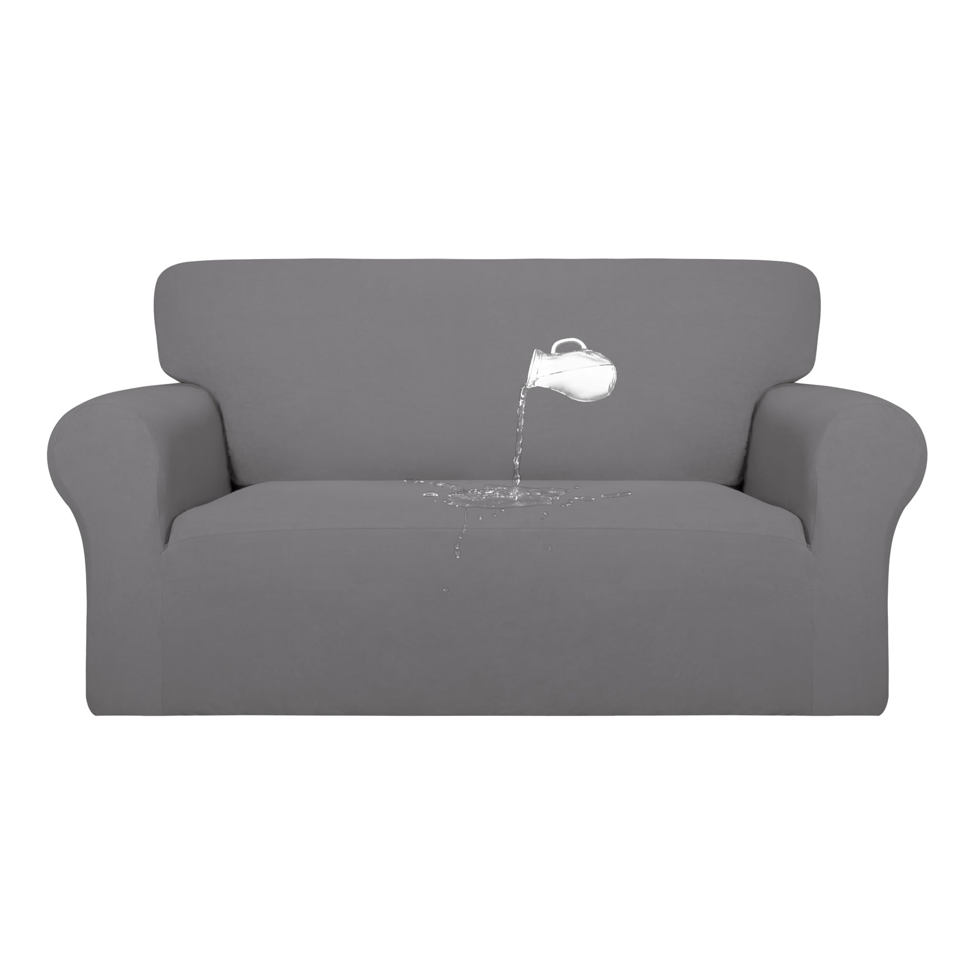 Purefit 100% Dual Waterproof Couch Cover Slipcovers For Couches And Sofas - Stretch Non Slip Fleece Sofa Covers Washable, Leakproof Furniture Protector For Kids, Pets, Dog (Loveseat, Light Gray)