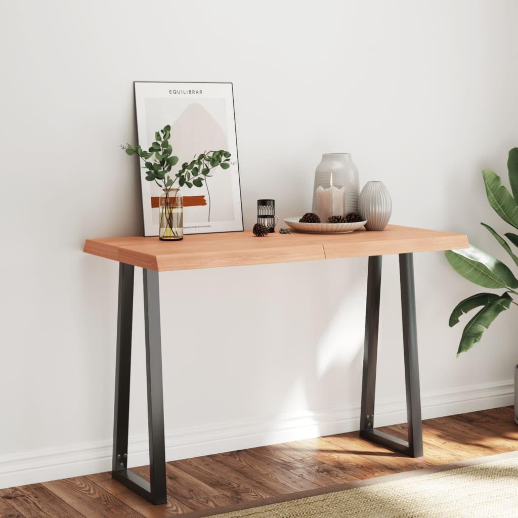 vidaXL Light Brown Solid Oak Wood Treated Table Top with Live Edge Design - Versatile for Home or Commercial Use'