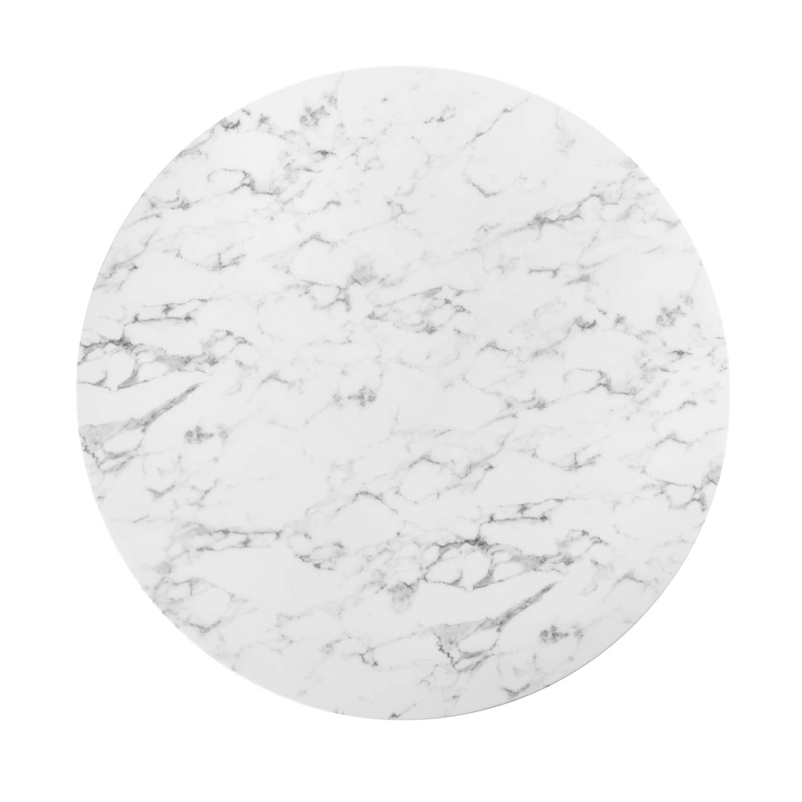 Modway Lippa 54" Mid-Century Dining Table with Round Artificial Marble Top in White