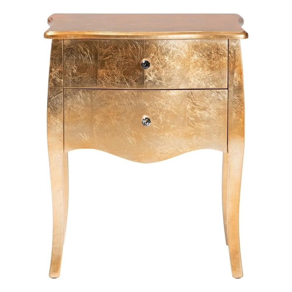 Baxton Studio 2-Drawer End Table, Gold Finished, MDF & Firwood, 22.8"x15.7"x28"