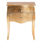 Baxton Studio 2-Drawer End Table, Gold Finished, MDF & Firwood, 22.8"x15.7"x28"