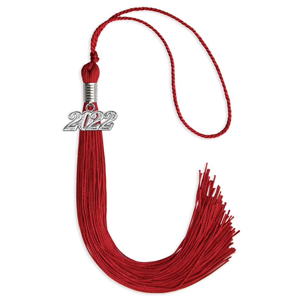 Endea Graduation Single Color Tassel with Silver Date Drop (Red, 2022)