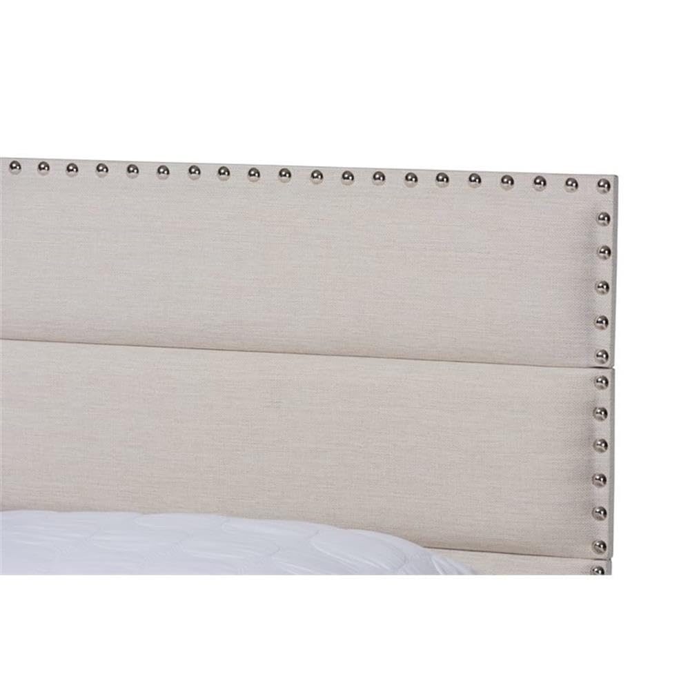 Baxton Studio Ansa Modern and Contemporary Beige Fabric Upholstered Queen Size Bed