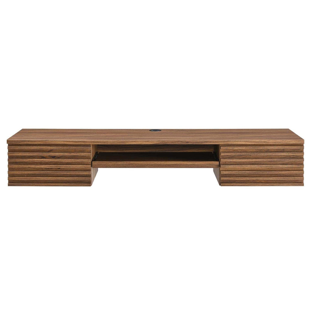Modway Render Wall Mount Particleboard And Wood Office Desk In Walnut