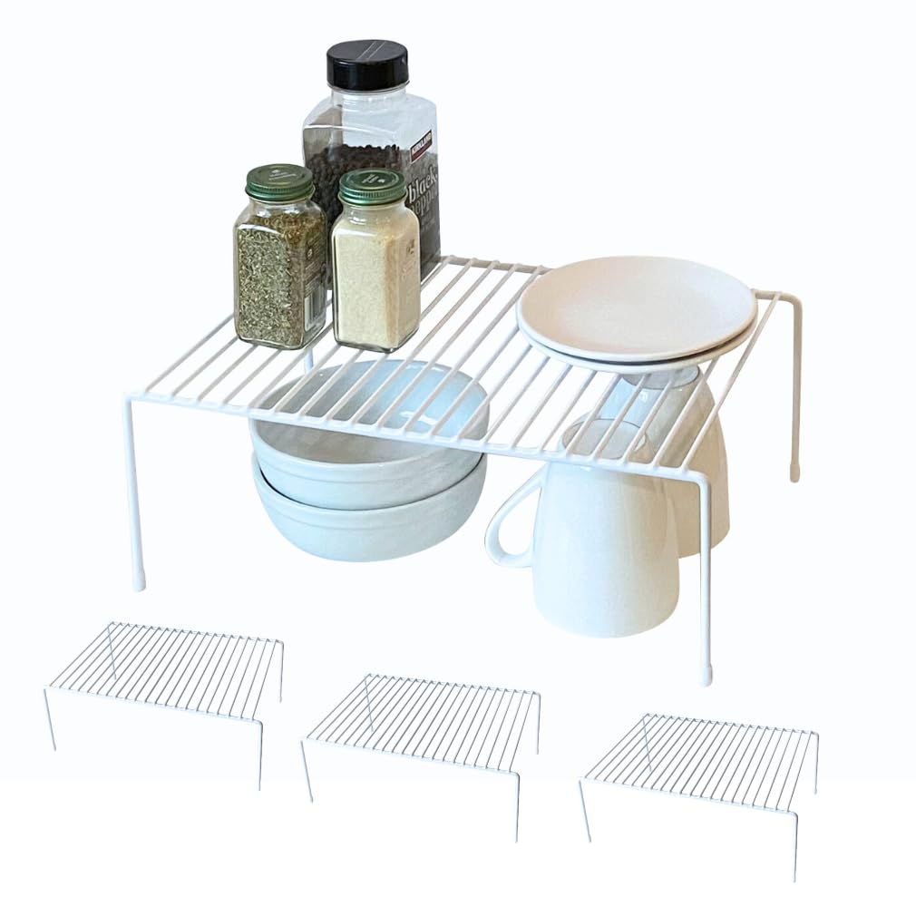 Evelots Kitchen Cabinet Wire Shelf Organizer/Rack - 4 Pack Sturdy Large Metal Shelf Risers - Double Your Counter Space - Great f