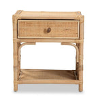 Baxton Studio Camara Modern Bohemian Natural Brown Rattan 1-Drawer Nightstand