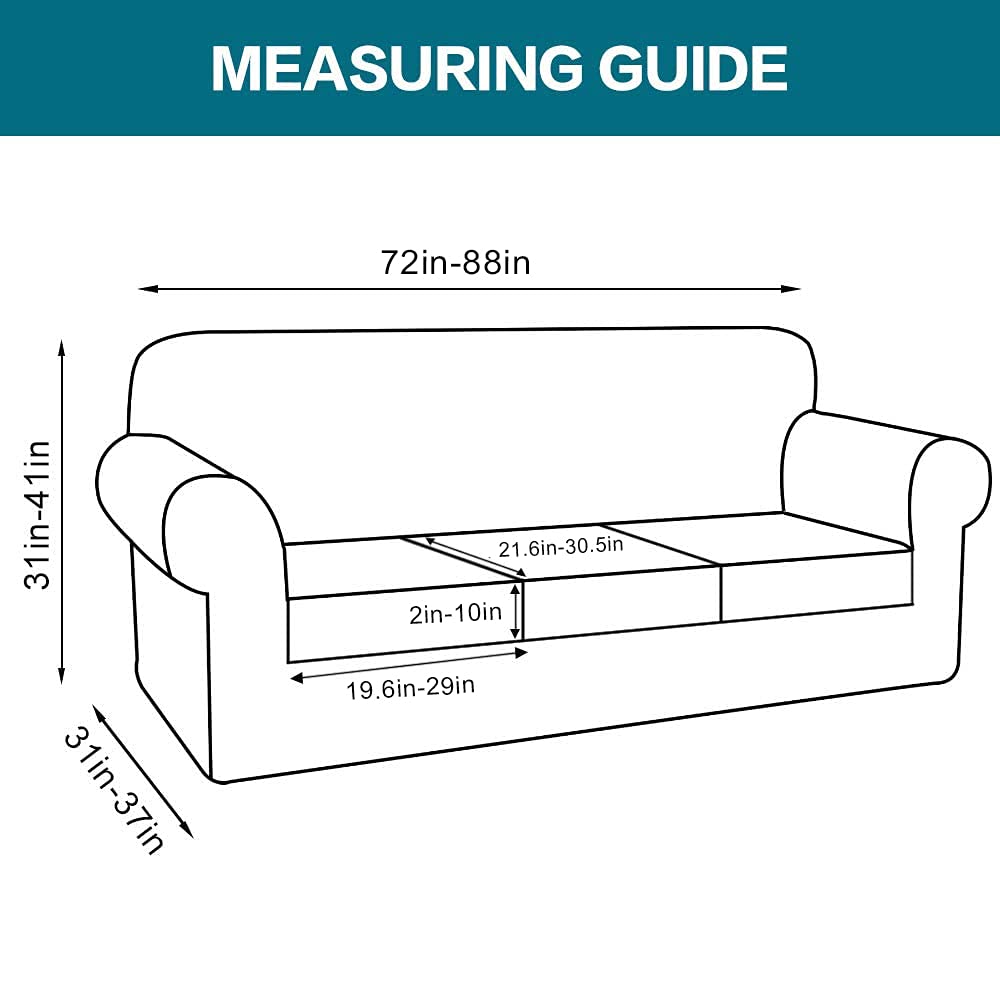 4 Piece Sofa Covers For 3 Cushion Couch Sofa Slipcover Soft Couch Cover For Dogs-Washable Sofa Furniture Covers With 3 Individual Cushion Covers, Feature Jacquard Fabric (3 Cushion Sofa, Dusty Blue)