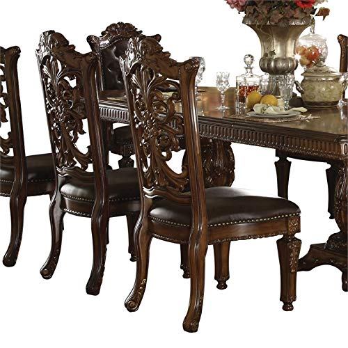 Acme Vendome Dining Side Chair in PU and Cherry (Set of 2)