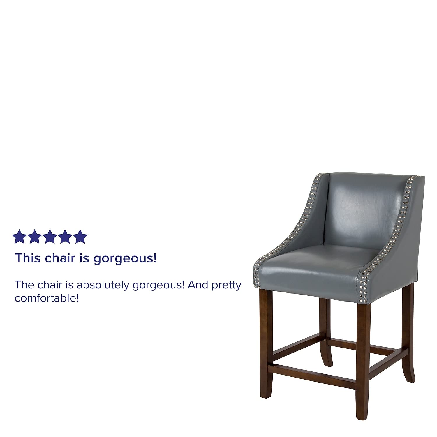 Flash Furniture Bellagio Contemporary Adjustable Height Barstool With Accent Nail Trim In Gray Leathersoft
